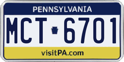 PA license plate MCT6701