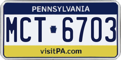 PA license plate MCT6703