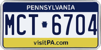 PA license plate MCT6704