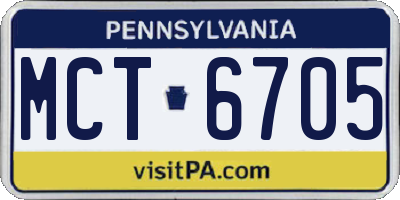 PA license plate MCT6705