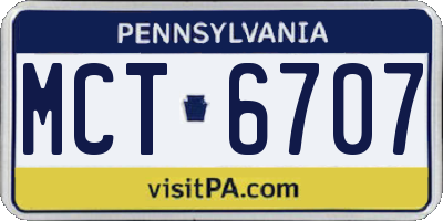 PA license plate MCT6707