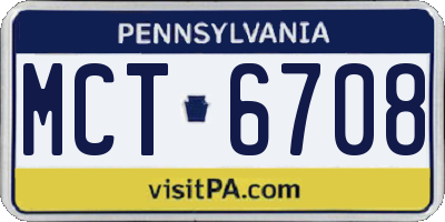 PA license plate MCT6708