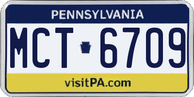 PA license plate MCT6709