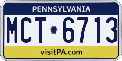 PA license plate MCT6713