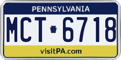 PA license plate MCT6718