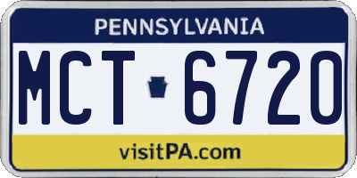 PA license plate MCT6720