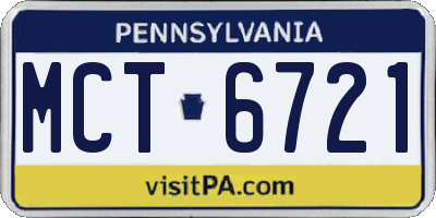PA license plate MCT6721