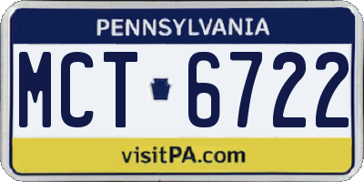 PA license plate MCT6722