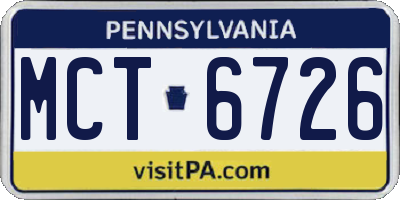 PA license plate MCT6726