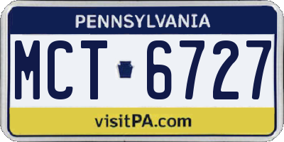 PA license plate MCT6727
