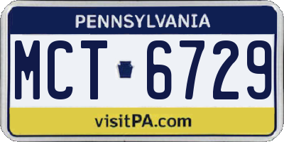 PA license plate MCT6729