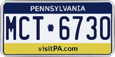 PA license plate MCT6730
