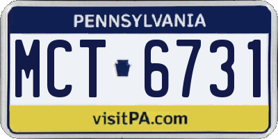 PA license plate MCT6731