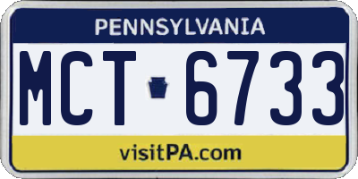 PA license plate MCT6733