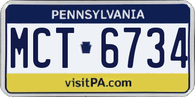 PA license plate MCT6734