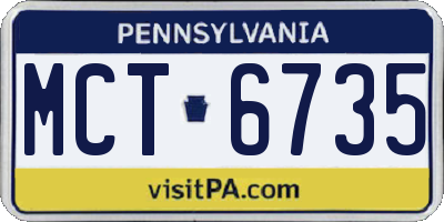 PA license plate MCT6735