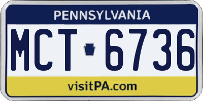 PA license plate MCT6736