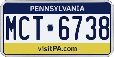 PA license plate MCT6738