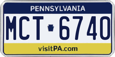 PA license plate MCT6740