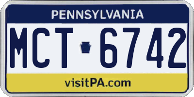 PA license plate MCT6742