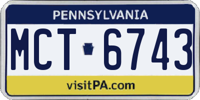 PA license plate MCT6743