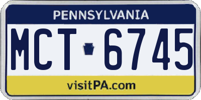 PA license plate MCT6745