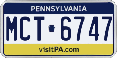 PA license plate MCT6747
