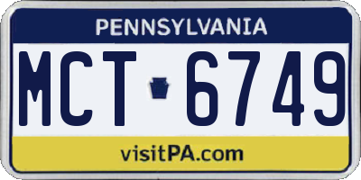 PA license plate MCT6749