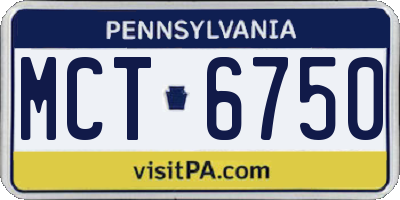 PA license plate MCT6750