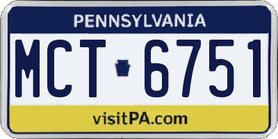 PA license plate MCT6751