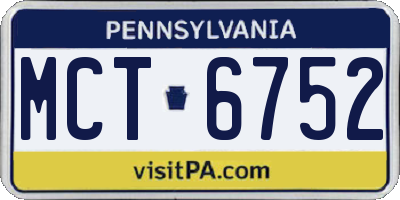 PA license plate MCT6752