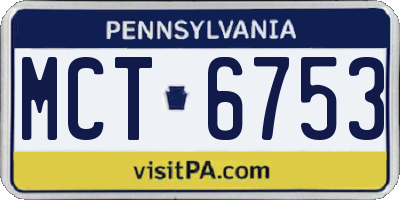 PA license plate MCT6753