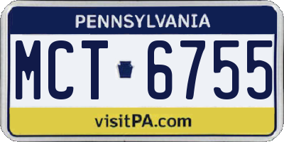 PA license plate MCT6755