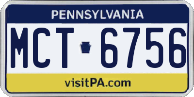 PA license plate MCT6756