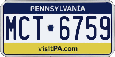 PA license plate MCT6759