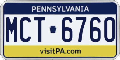 PA license plate MCT6760
