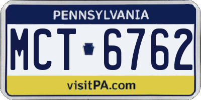 PA license plate MCT6762