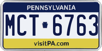 PA license plate MCT6763