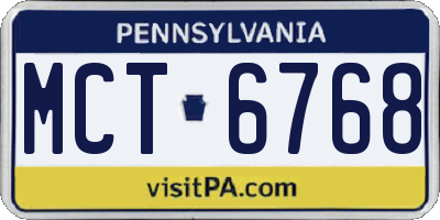 PA license plate MCT6768