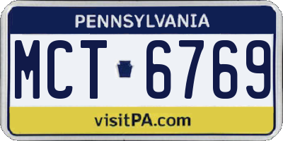 PA license plate MCT6769