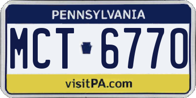 PA license plate MCT6770