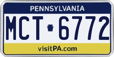 PA license plate MCT6772