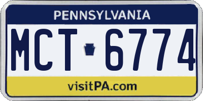 PA license plate MCT6774