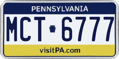 PA license plate MCT6777