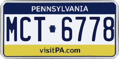 PA license plate MCT6778