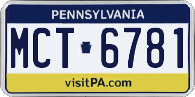 PA license plate MCT6781