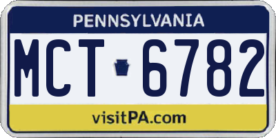PA license plate MCT6782