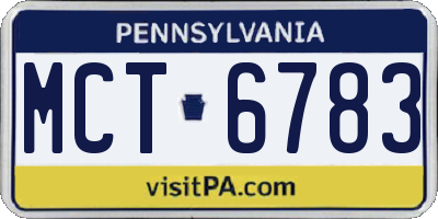 PA license plate MCT6783