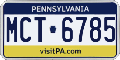 PA license plate MCT6785