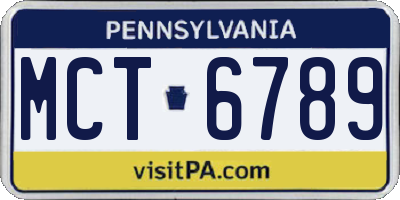 PA license plate MCT6789
